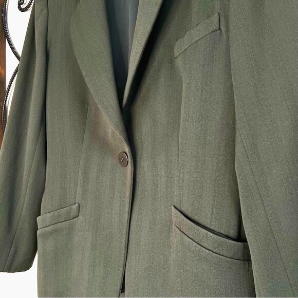 Armani Collezioni Italian Wool Olive Career Dark Academia Blazer Jacket SZ M - Picture 4 of 15